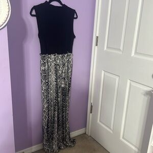Ultra Flirt High Neck Black and Snake Print Jumpsuit